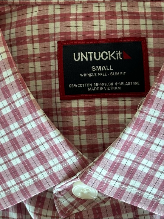 UNTUCKit Other - UNTUCKit Men's Wrinkle-Free Pink and White Plaid Button-Down Shirt